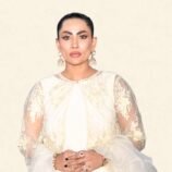 Noor Luxury Ensemble – Ivory Embroidered Long Kameez with Flared Palazzo and Organza Dupatta