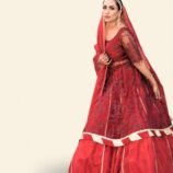 Kizil Crimson Scarlet Peshwas Ensemble – Timeless Bridal Elegance with Intricate Embroidery