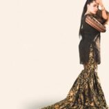 Siyah Jet Black and Antique Gold Kurta with Banarasi Gharara – High-Contrast Bridal Elegance