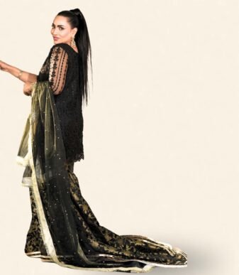 Siyah Black and Gold Embellished Kurta with Banarasi Gharara – Regal Festive Ensemble