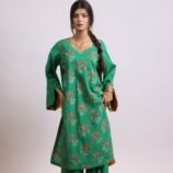Amaltas green embroidered lawn shirt and trouser suit