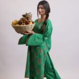 Amaltas green embroidered lawn shirt and trouser suit