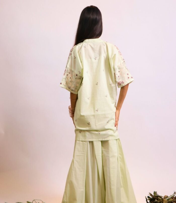 Gul-e-Mausam pistachio embroidered suit with pleated trousers