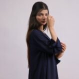 Gul-e-Nafarmaan navy georgette shirt with black farshi shalwar