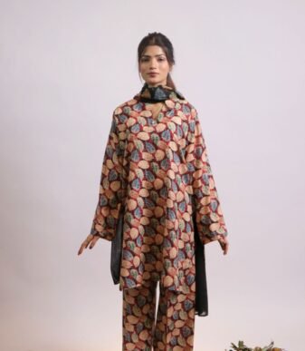 Gul-e-Surkh red printed lawn suit with cotton silk dupatta