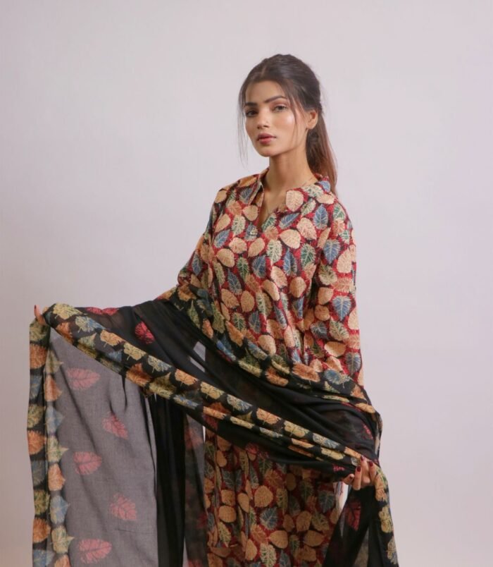 Gul-e-Surkh red printed lawn suit with cotton silk dupatta