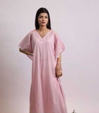 Gulab embroidered lilac lawn kaftan with ivory trouser