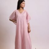 Gulab embroidered lilac lawn kaftan with ivory trouser