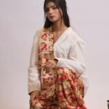 Gulshan asymmetrical white lawn kurti with farshi shalwar