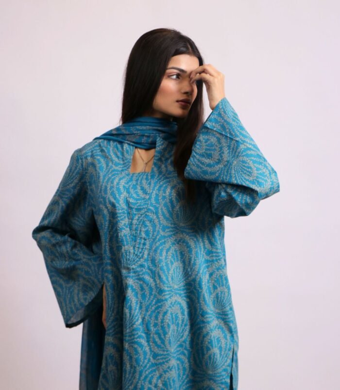 Neela Gulab blue chunri lawn suit with dupatta