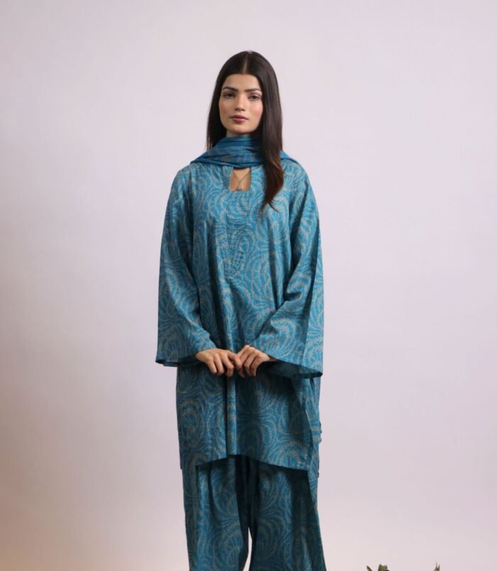 Neela Gulab blue chunri lawn suit with dupatta
