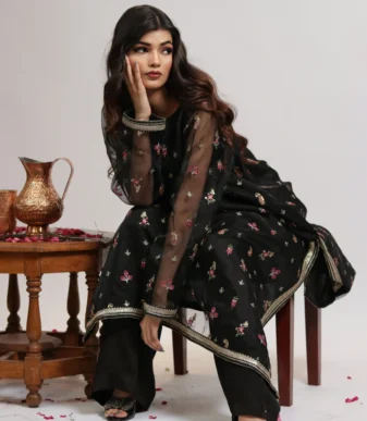 Gul-e-Shab Black Embroidered Two-Piece Ensemble